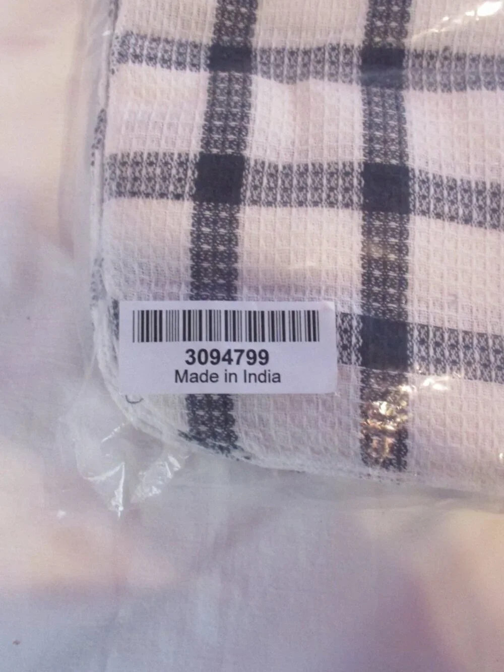 Cotton Checkered Pattern Dish Cloth (12x12) and Vegetable Brush